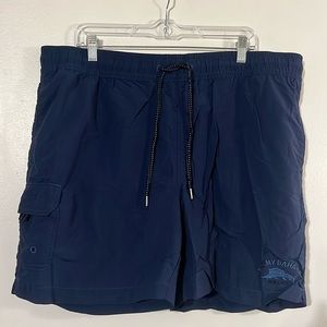 Tommy Bahama dark blue swim trunks elastic drawstring waist with mesh liner